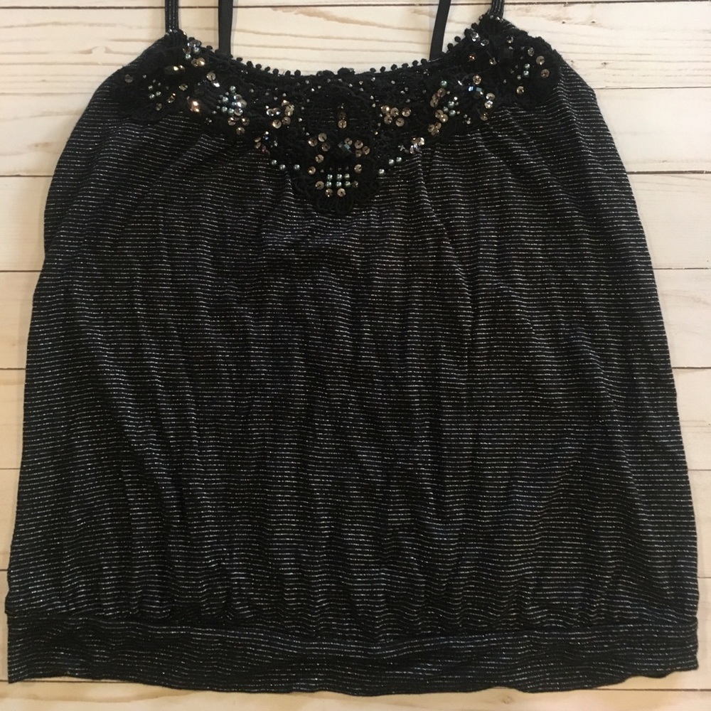 Express Top with Silver Metallic Stripe Size-XS